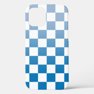 Chequered Light to Dark Blue Ombré Pattern iPhone 12 Case