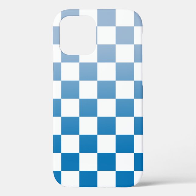 Chequered Light to Dark Blue Ombré Pattern Case-Mate iPhone Case (Back)