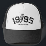 Chequered Lighting Bolt Custom Birth Year Birthday Trucker Hat<br><div class="desc">Celebrate your birthday in style with this retro chequered lightning bolt custom birthday trucker hat! Personalize it with your birth year for a unique touch. This vintage-inspired design makes a bold statement and is perfect as a cool birthday gift. Stand out and shine on your special day!</div>