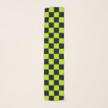 Chequered Lime Green and Black Scarf<br><div class="desc">Abstract digital art of black and a lime green colour squares in a chequered formation</div>
