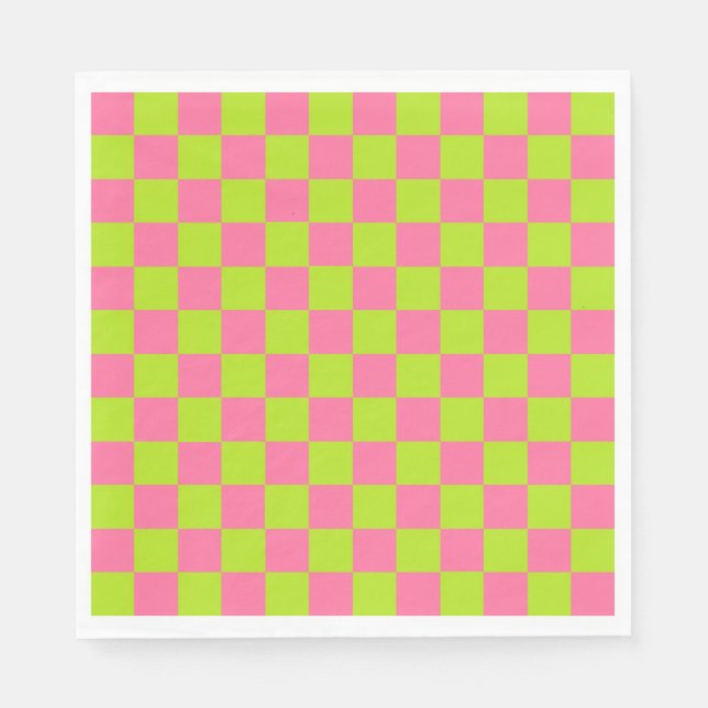 Chequered Lime Green and Pink Napkin (Front)