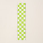 Chequered Lime Green and White Scarf<br><div class="desc">Abstract digital art of lime green and white squares in a chequered formation.</div>
