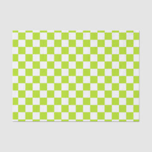 Chequered Lime Green and White Tissue Paper