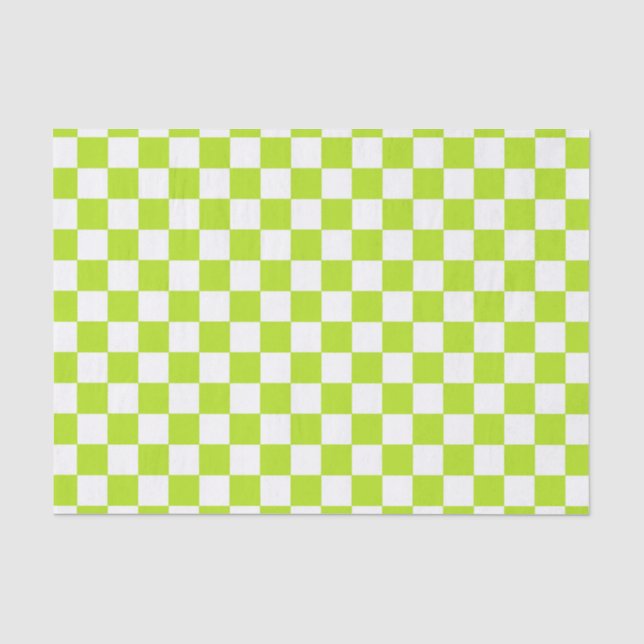 Chequered Lime Green and White Tissue Paper (Front)