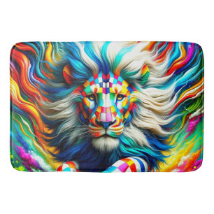 Chequered Lion Bath Mat