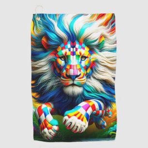 Chequered Lion Golf Towel