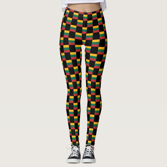 Chequered Lithuania Flag Pattern  Leggings (Front)