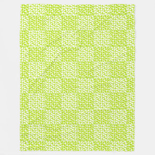 Chequered Love in Lime Green and White  Fleece Blanket