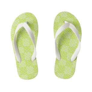 Chequered Love in Lime Green and White Kid's Flip Flops