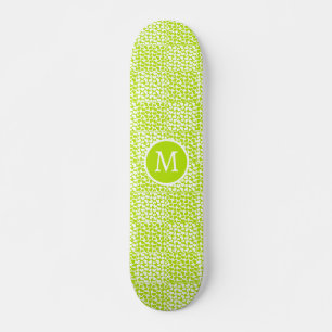 Chequered Love in Lime Green and White Monogram Skateboard
