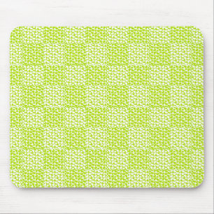 Chequered Love in Lime Green and White Mouse Pad