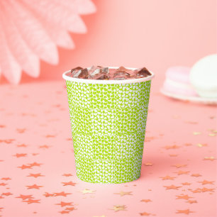 Chequered Love in Lime Green and White  Paper Cups