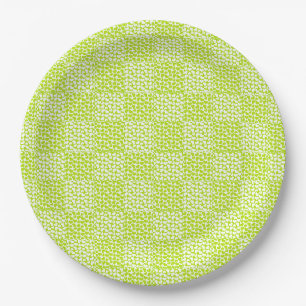 Chequered Love in Lime Green and White  Paper Plate
