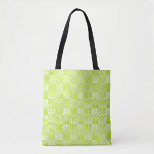 Chequered Love in Lime Green and White  Tote Bag