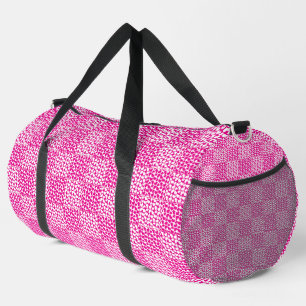 Chequered Love in Magenta and White Duffle Bag