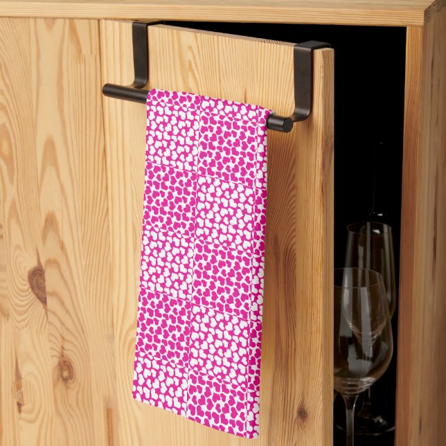Chequered Love in Magenta and White Kitchen Towel (Thirds Fold)