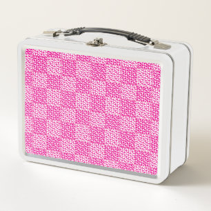 Chequered Love in Magenta and White Metal Lunch Box