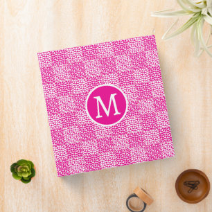 Chequered Love in Magenta and White Monogram Binder