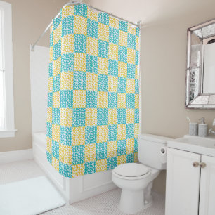 Chequered Love in Turquoise, Yellow, and White