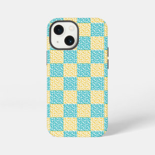 Chequered Love in Turquoise, Yellow, and White iPhone 13 Mini Case