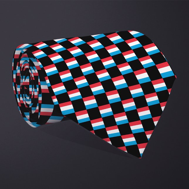 Chequered Luxembourg Flag Pattern  Tie (Creator Uploaded)