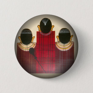 Chequered Maasai Family Portrait 2 Inch Round Button