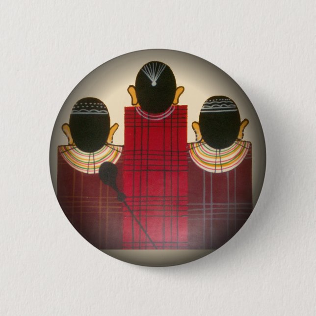 Chequered Maasai Family Portrait 2 Inch Round Button (Front)