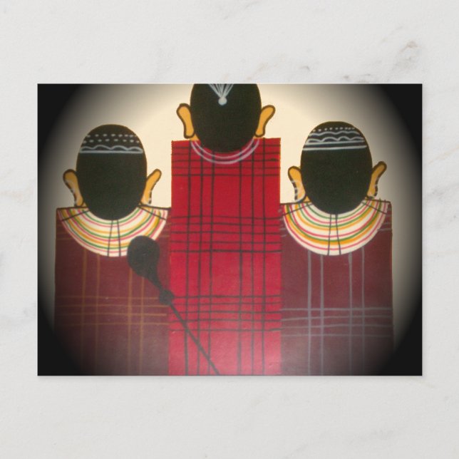 Chequered Maasai Family Portrait Postcard (Front)