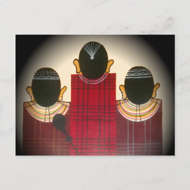 Chequered Maasai Family Portrait Postcard (Front)
