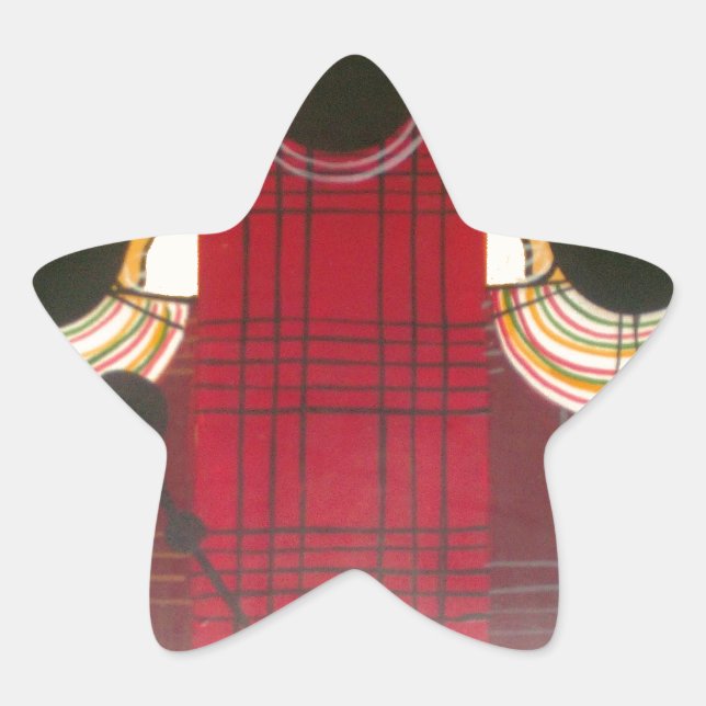 Chequered Maasai Family Portrait Star Sticker (Front)