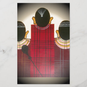 Chequered Maasai Family Portrait Stationery
