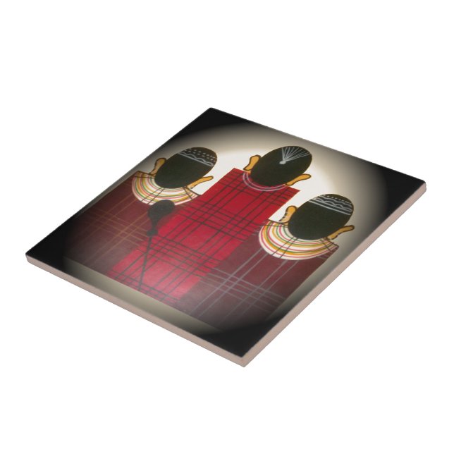 Chequered Maasai Family Portrait Tile (Side)