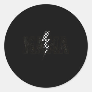 Chequered mama black white funny mother's day Chec Classic Round Sticker