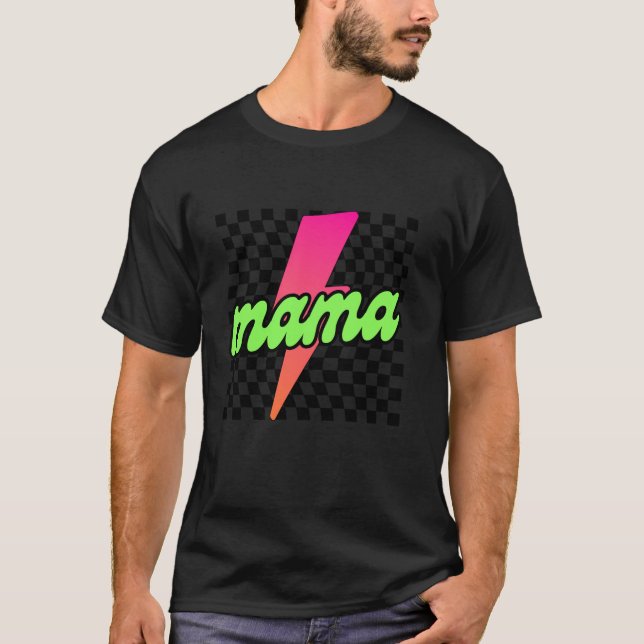 Chequered Mama Bolt Lightning Mother s Day Mom Lif T-Shirt (Front)