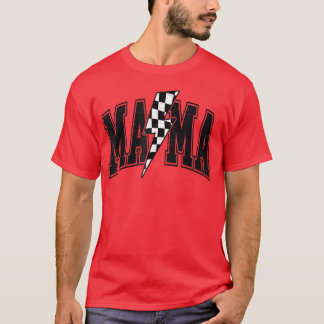 Chequered Mama Lightning Bolt Mothers Day Mother b T-Shirt