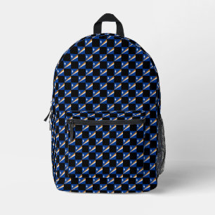Chequered Marshall Islands Flag Pattern Printed Backpack