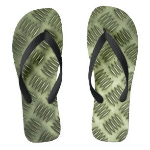 Chequered Metal Stainless Steel Flooring Texture Flip Flops