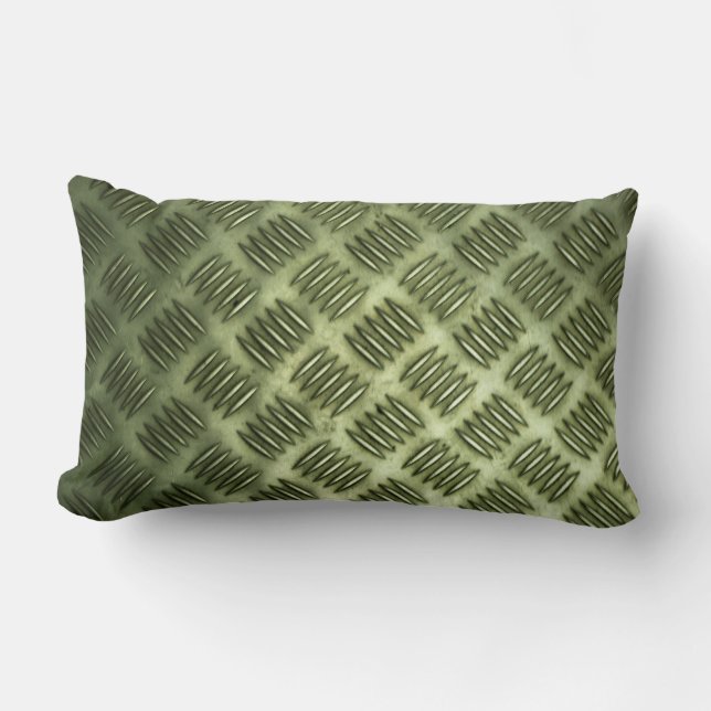 Chequered Metal Stainless Steel Flooring Texture Lumbar Pillow (Front)