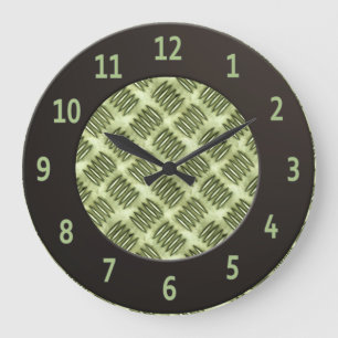 Chequered Metal Steel Flooring Diagonal Texture Large Clock