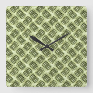 Chequered Metal Steel Flooring Diagonal Texture Square Wall Clock
