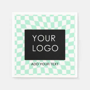 Chequered Mint Customizable Business Add Logo    Napkin