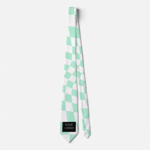 Chequered Mint Customizable Business Add Logo    Tie