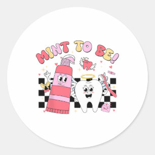 Chequered Mint To Be Dentist Men Women Valentine D Classic Round Sticker