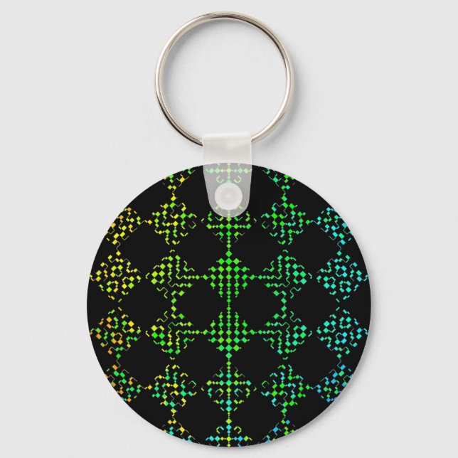 Chequered Moire by Kenneth Yoncich Keychain (Front)