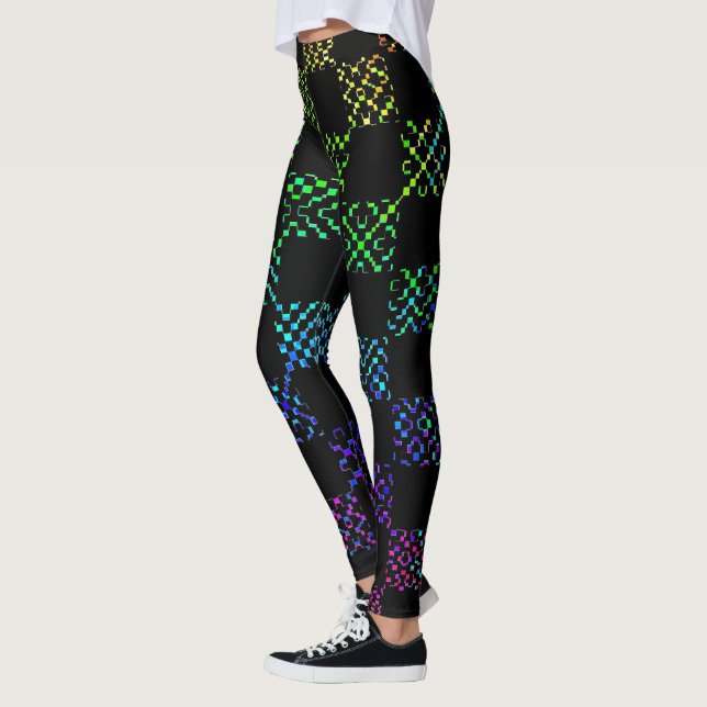 Chequered Moire by Kenneth Yoncich Leggings (Left)