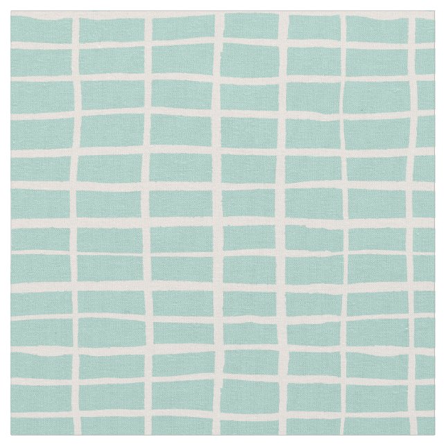 Chequered mosaic tile dashes gingham checks Mint  Fabric (Close Up)