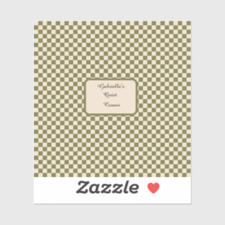 Chequered Moss Green and Beige Quiet Corner Quote