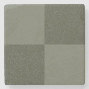 Chequered Moss Green Stone Coaster – Customizable
