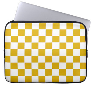 Chequered mustard yellow and White Laptop Sleeve