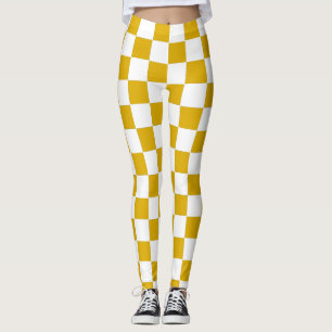 Chequered mustard yellow and White Leggings